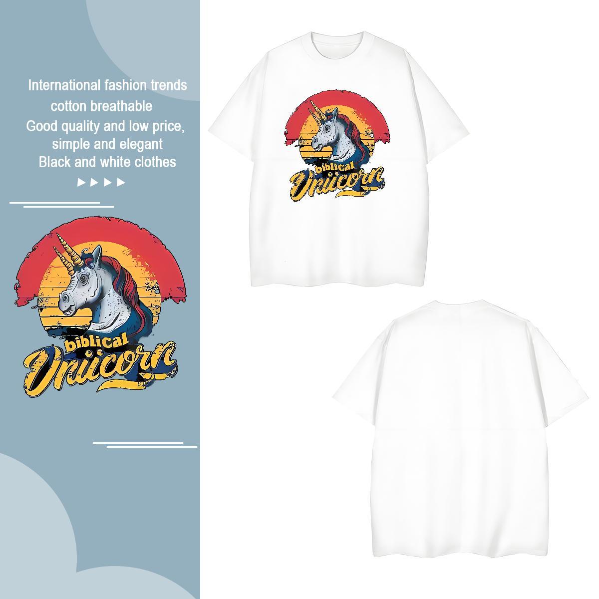 T shirt 230g Cotton horse Outdoor Breathable Crew Neck Cartoon Printing L-4XL Mens Tshirts Customized Wholesale Tops Tees