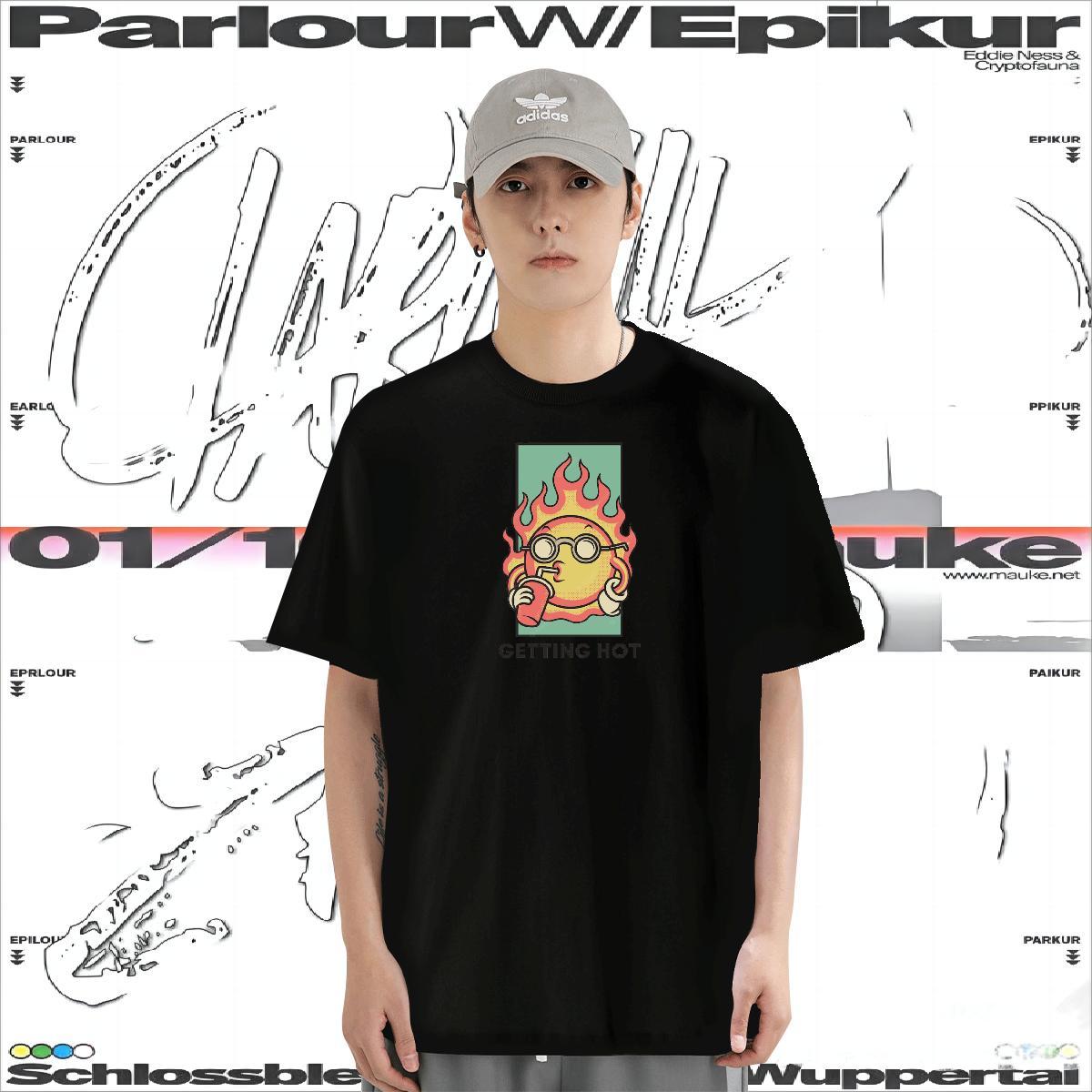 Men T Shirts 100% Cotton 230g icon Street Breathable Cartoon Print Men Tops Tees Wholesale Popular Polos