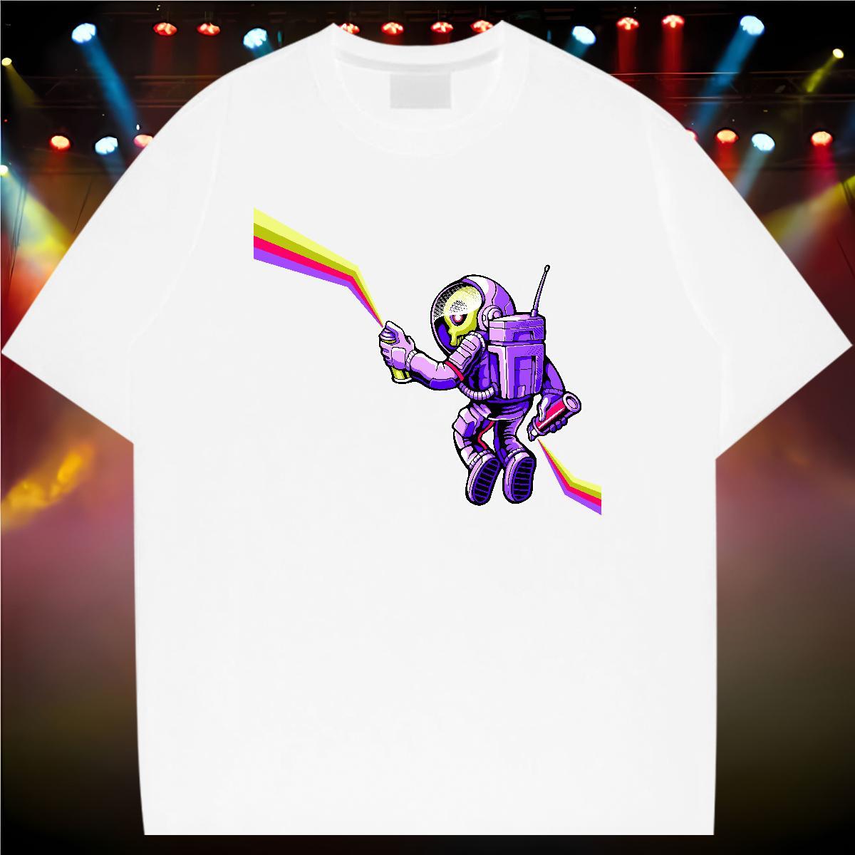 T-Shirts 230g 100% Cotton cosmonaut Hip Hop Street Breathable Soft DIY Printed Men Tshirts Custom Loose Fit Wear