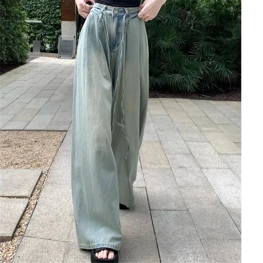 Y2k Women Vintage Streetwear Korean Baggy Cargo Jeans Retro Straight Parachute Pants Denim Trousers Fairy Grunge Alt Clothes 240806