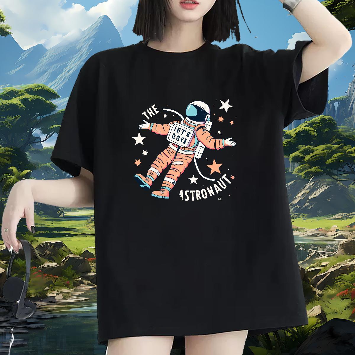 Designer Nice Woman T Shirts Breathable Short Sleeve Couples T Shirts Customized spaceman Daily Wear 230g Pure Cotton 2024 Casual Top Tees