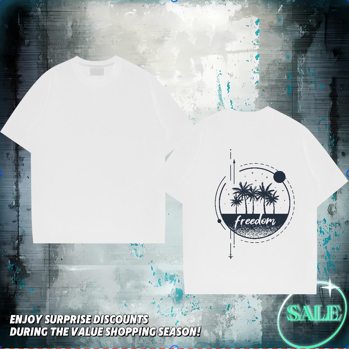 2024 DIY Man T Shirts 100% Cotton 230g sea Street Casual Tops Tees Crew Neck Breathable Cool Design Tshirts Anime Print