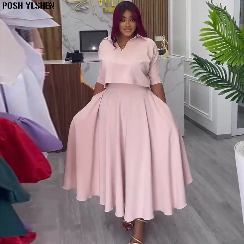 Two 2 Piece Set African Summer Clothes for Women Crop Tops Skirts Suits Ankara Turkey Outfits Gown Plus Size Party Dresses 240806