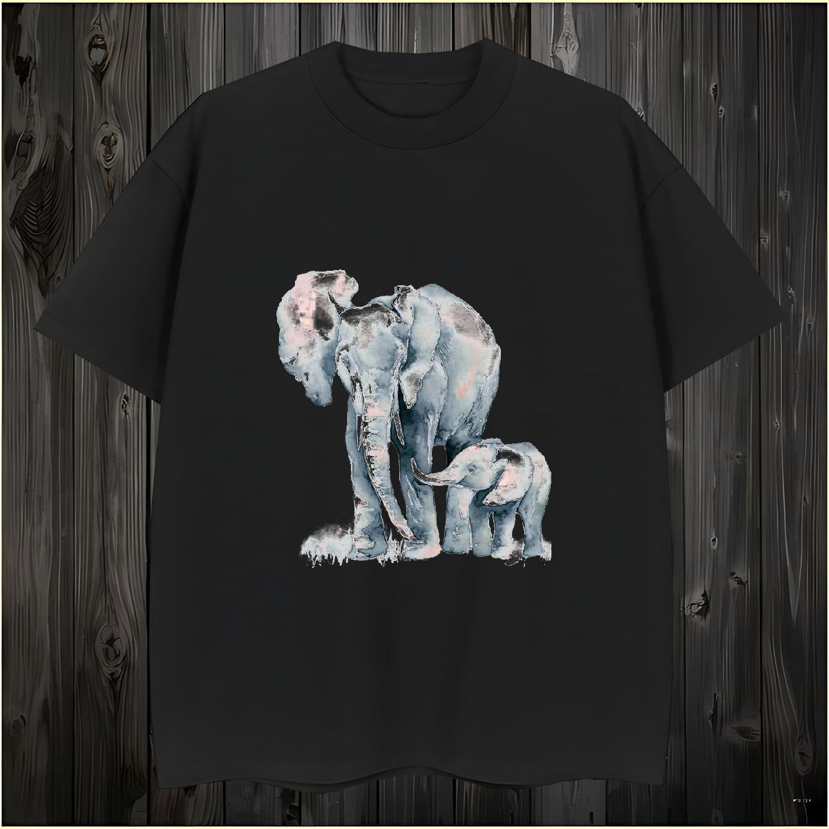 Man T Shirts 230g Cotton Elephant Casual Daily Wear Short Sleeve O-Neck Black Oversized Couples T Shirts New Designer High Quality Tops Shirt