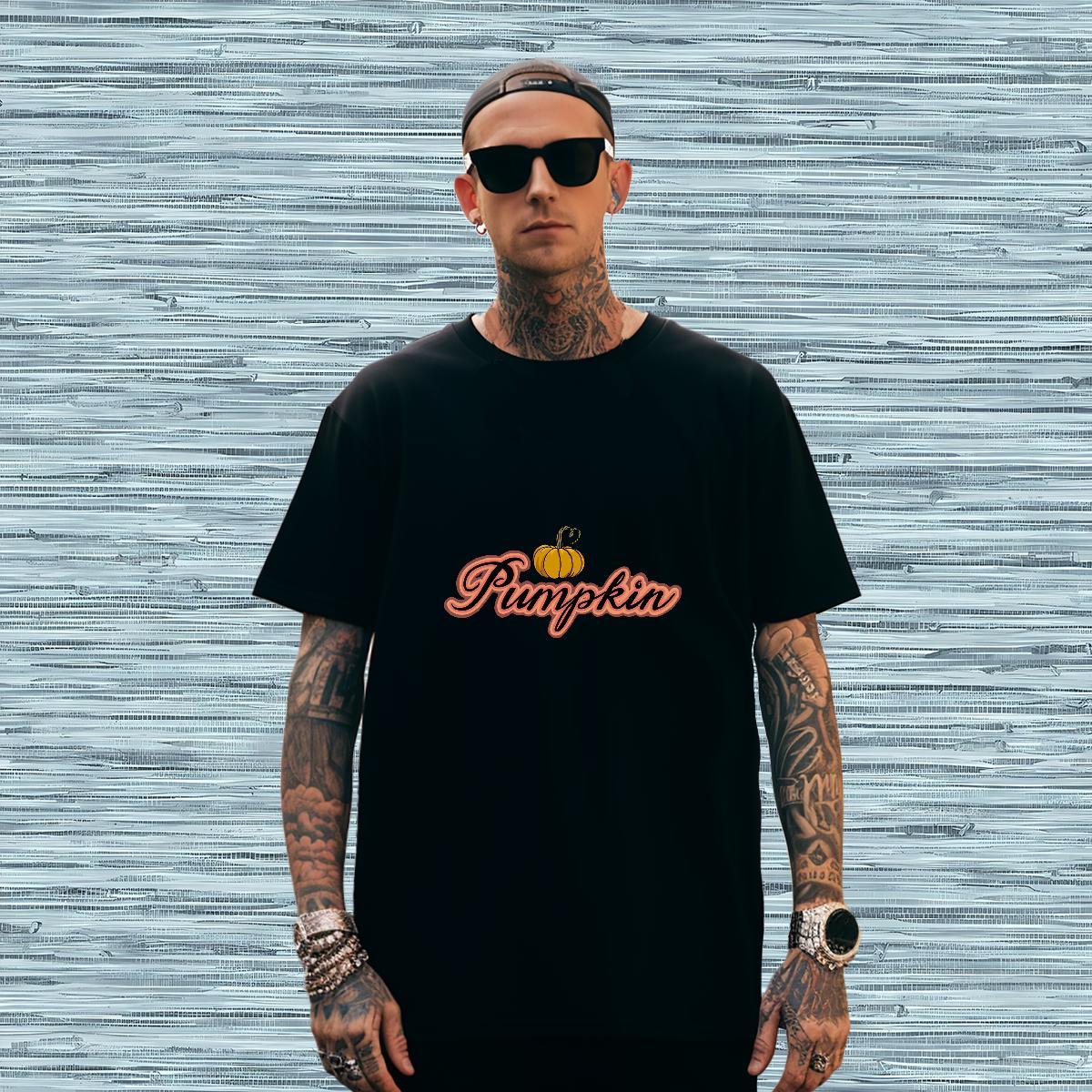 T Shirt For Man 230g 100% Cotton pumpkin Home Outdoor O-Neck Short Sleeve Customized Men Tops Tees Fashion New Classic Polos