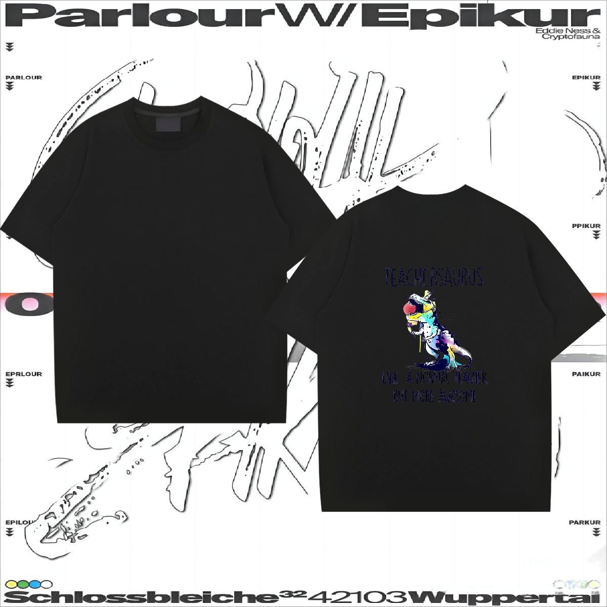 DIY Customized Mens T Shirts 230g Cotton dinosaur Hip Hop Street Top Tees Crew Neck Designer Men Tops Tees Anime