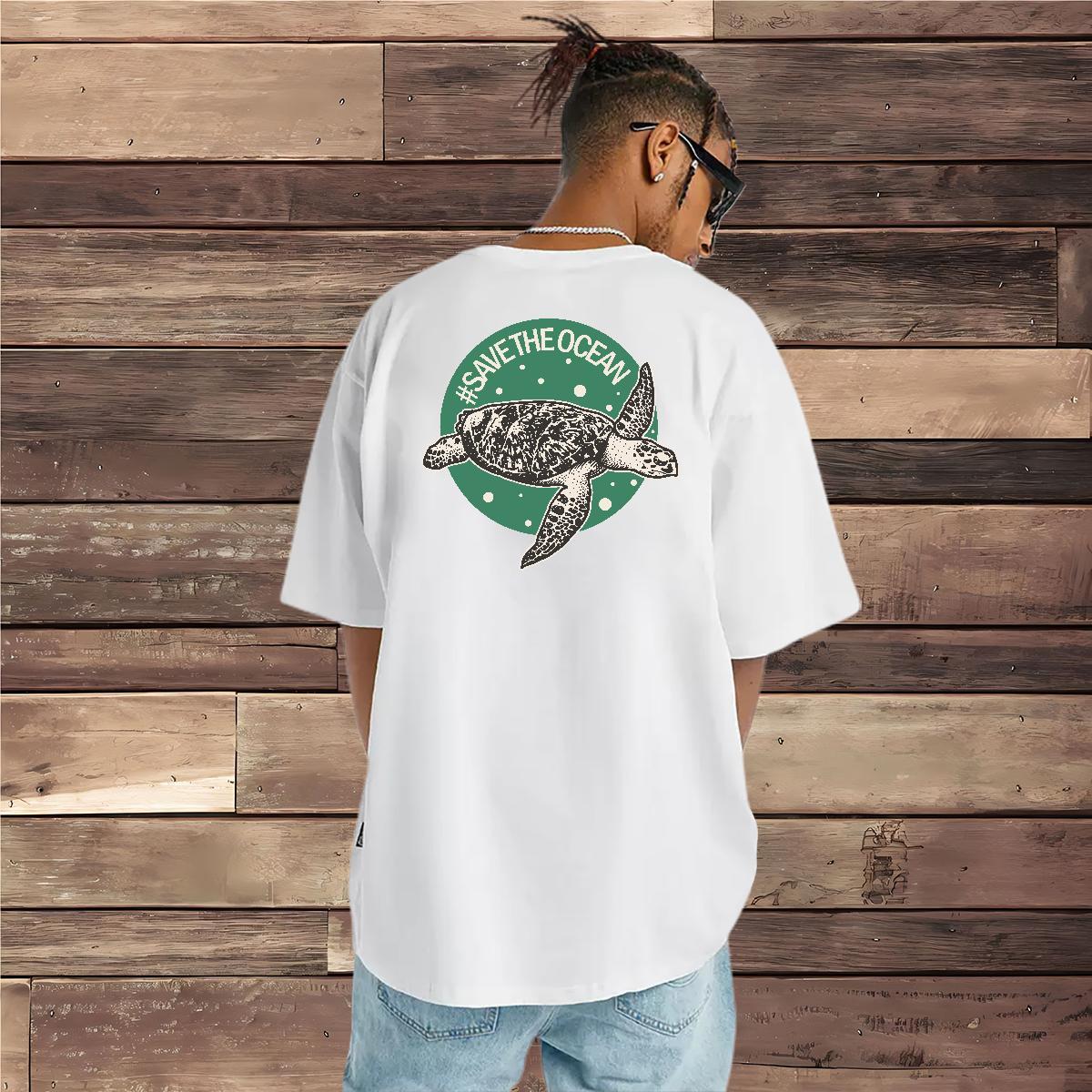 DIY Customized T-Shirts for Men 230g Cotton tortoise Street wear Hip Hop Tees Shirts Crew Neck Breathable Designer Men Clothes T-Shirt Graphic