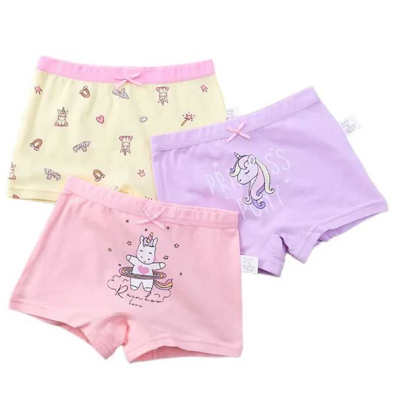 Childrens pure cotton underwear 3 pieces/pack size 3-15T teenage girls underwear bright color printed high-quality childrens underwearW240715