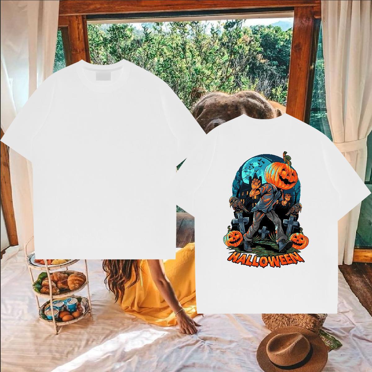 Fashion Designer Men T Shirts 230g Cotton pumpkin Spring Summer Tee Shirt Round Neck Short Sleeve Brand Men Clothes T-Shirt Floral Print