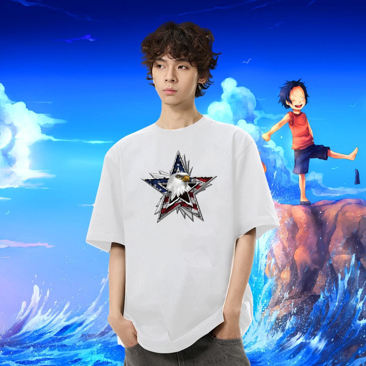 Free Shipping T-Shirts for Men 230g 100% Cotton eagle Home Outdoor Tops Short Sleeve O-Neck Cool Design Men Tshirts Custom Big Size