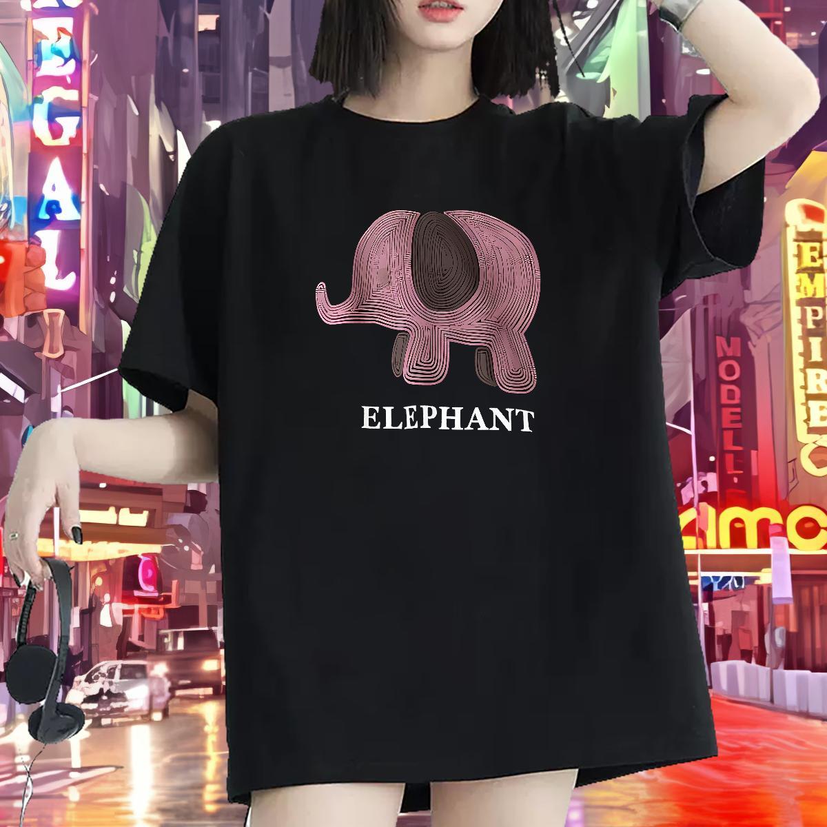 Lady T-Shirts Crew Neck Breathable Women Tees Customized Print Elephant Sport 230g Pure Cotton 2024 Tee Shirt