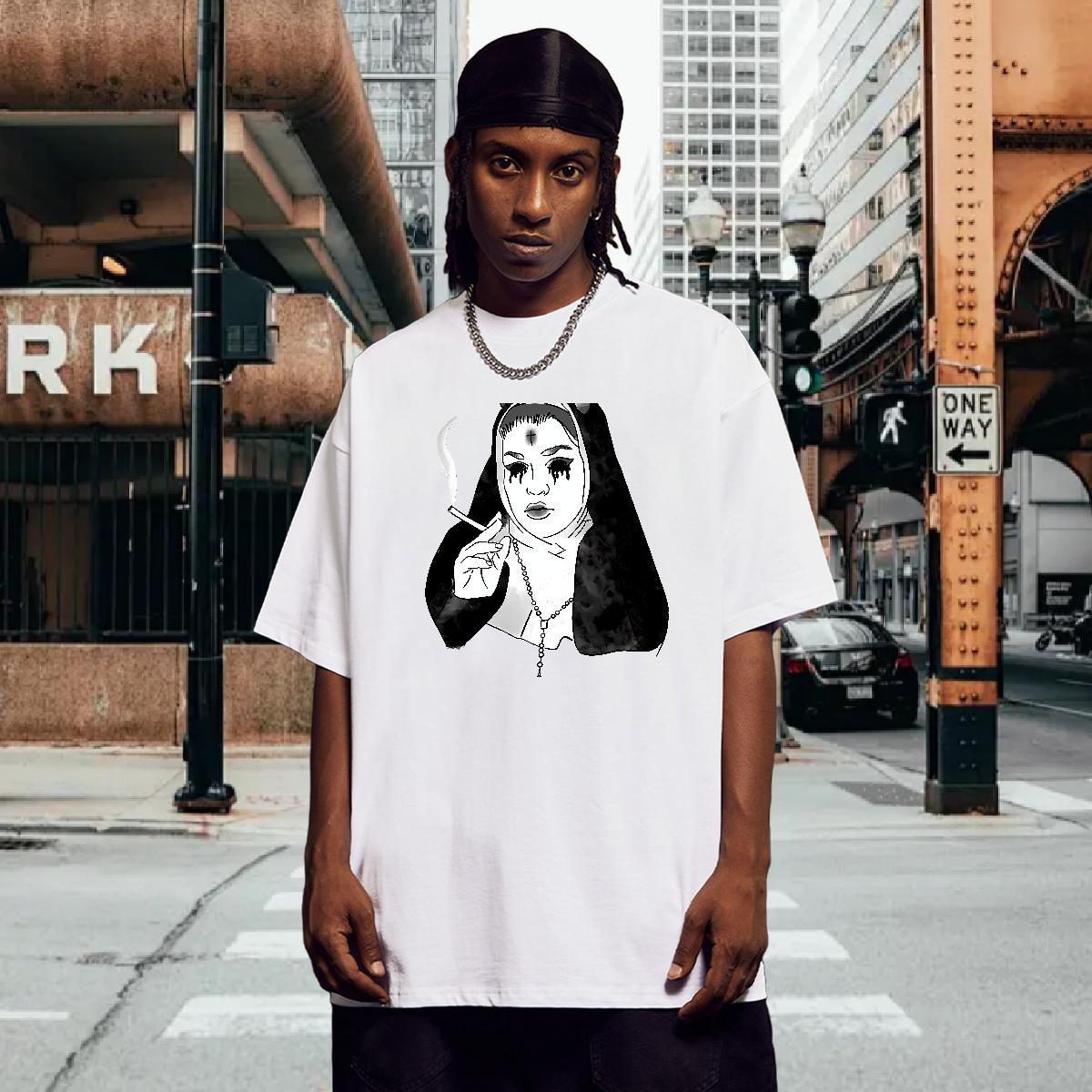 T Shirt For Man 230g Cotton nun Home Outdoor Crew Neck Customized Couples T Shirts Wholesale Loose Fit Tshirts