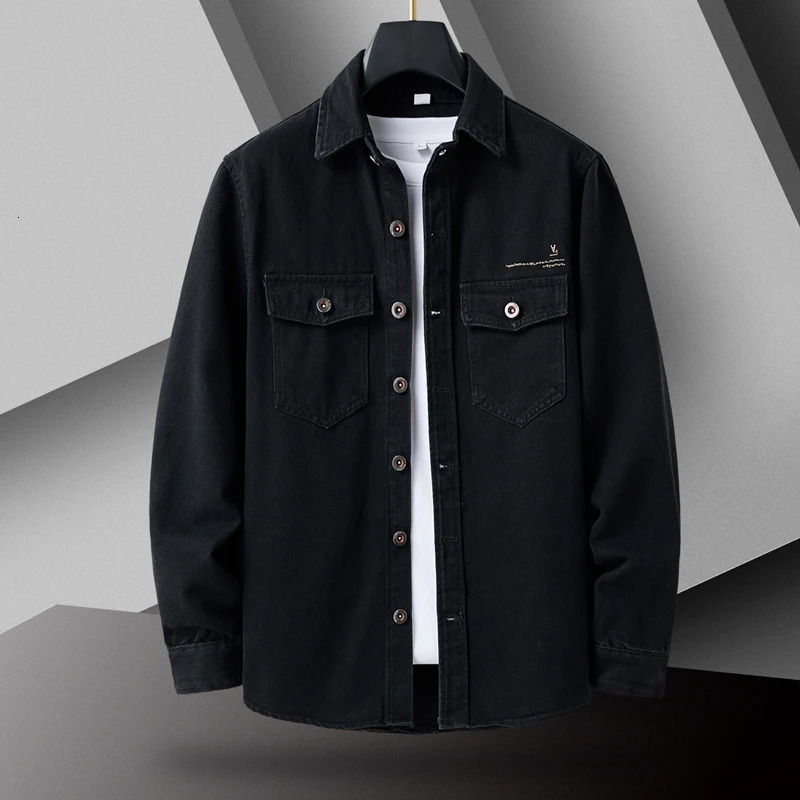 denim jacket mens retro Jean Coats streetwear fashion Jean jacket mens lapel denim jacket cotton bomber jacket240806