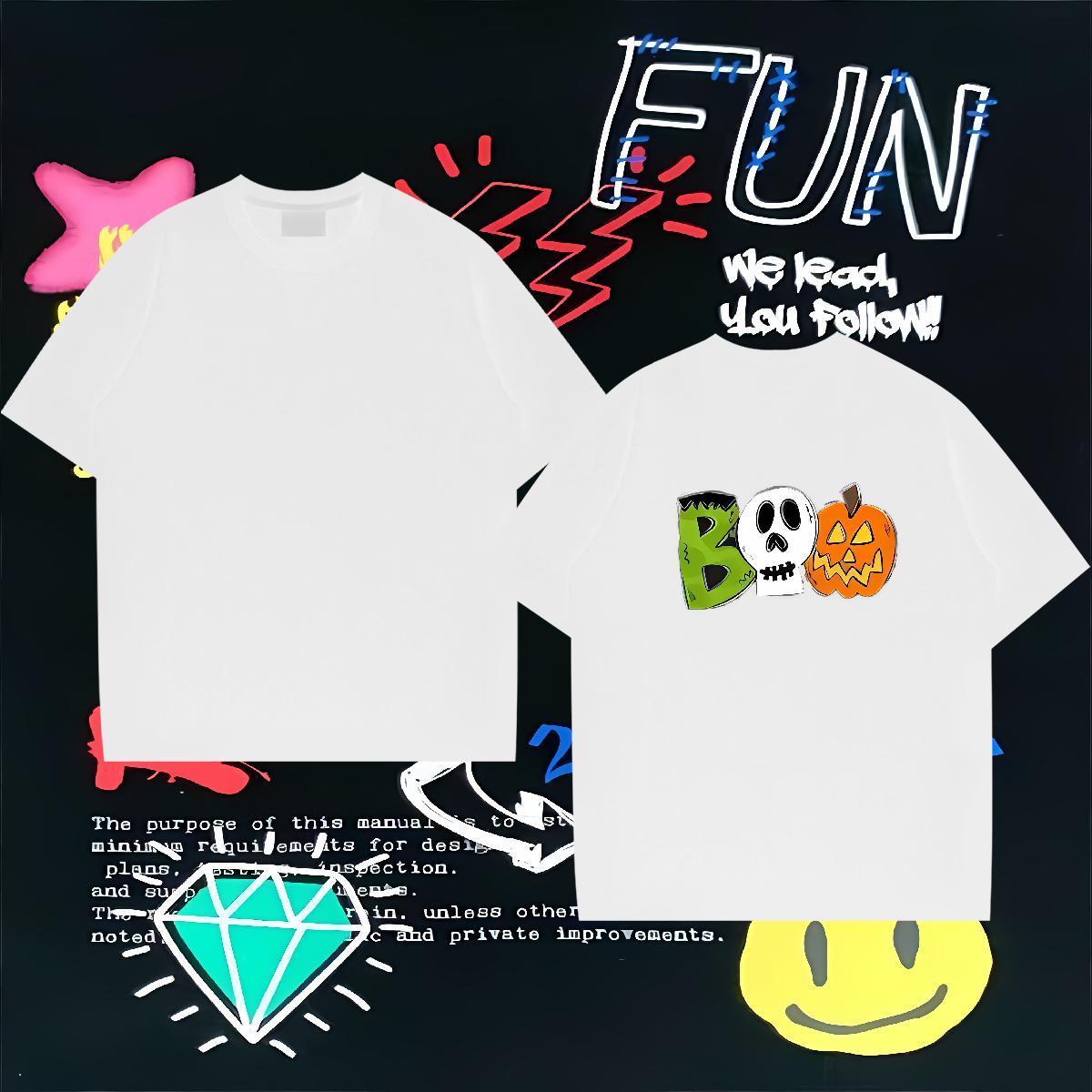2024 DIY Mens T Shirts 230g Cotton halloween Outdoor Clothes Round Neck Short Sleeve Cool Design Men Clothes T-Shirt Custom Anime
