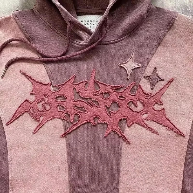 Y2K Street Fashion Trend Spot Splicing Hoodies Women Harajuku Hip Hop Retro Joker Sweatshirt Couple Casual Loose Punk Hoodie 240806