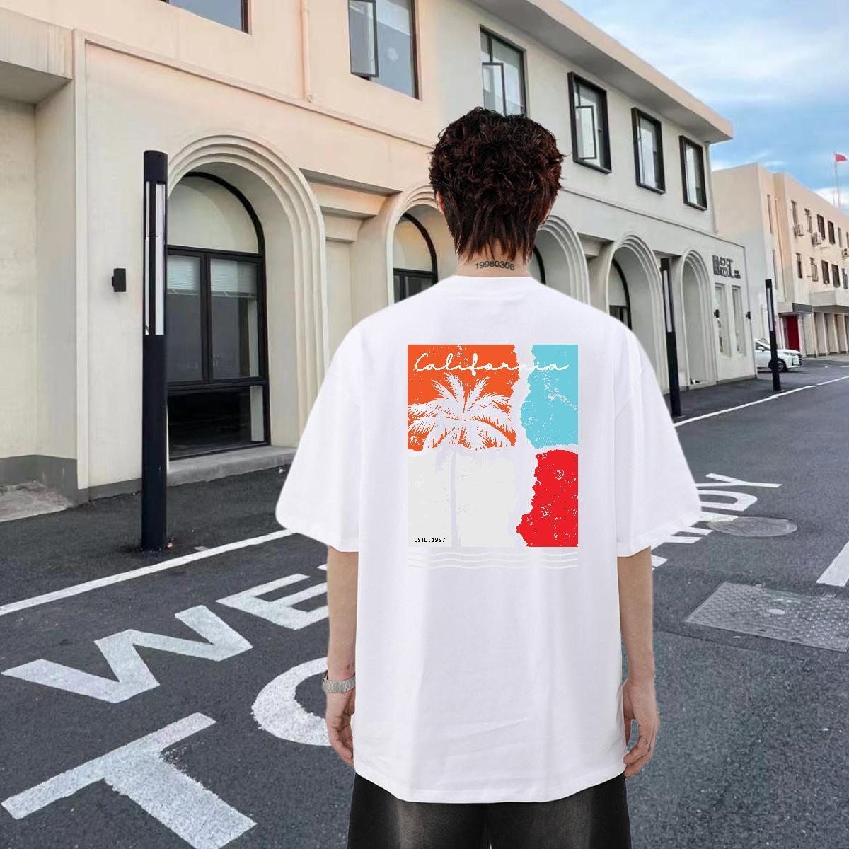 2024 T Shirts Men 230g Pure Cotton tree Street Tees Shirts Breathable Short Sleeve Classic Men Tees Graphic