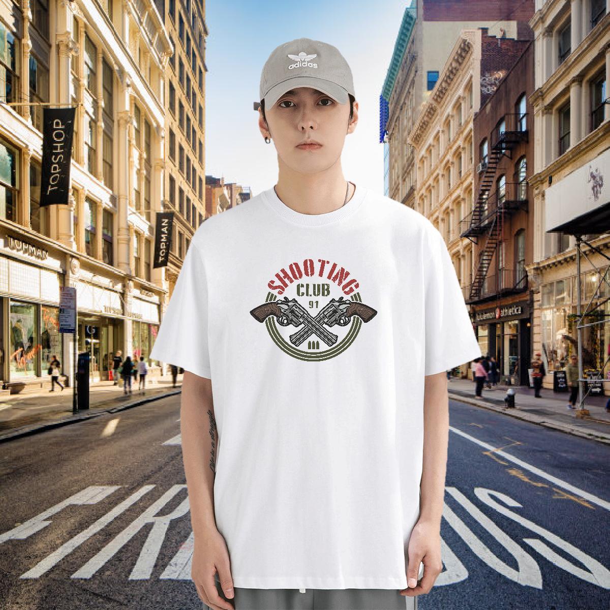 Mens T Shirts 230g Cotton gun Street Wear Breathable Customized Print Tshirt for Man Woman Classic Wholesale Clothes