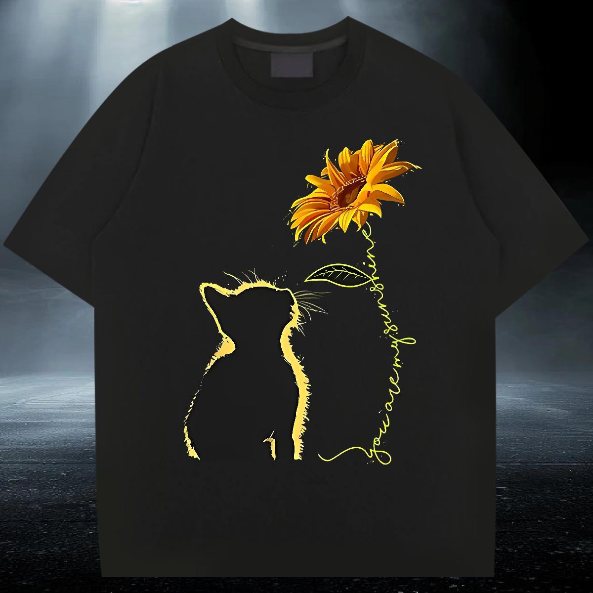 Free Shipping Men Tshirts 230g Pure Cotton Street cat Custom Anime Breathable Short Sleeve Wholesale T-Shirts Tops Shirt