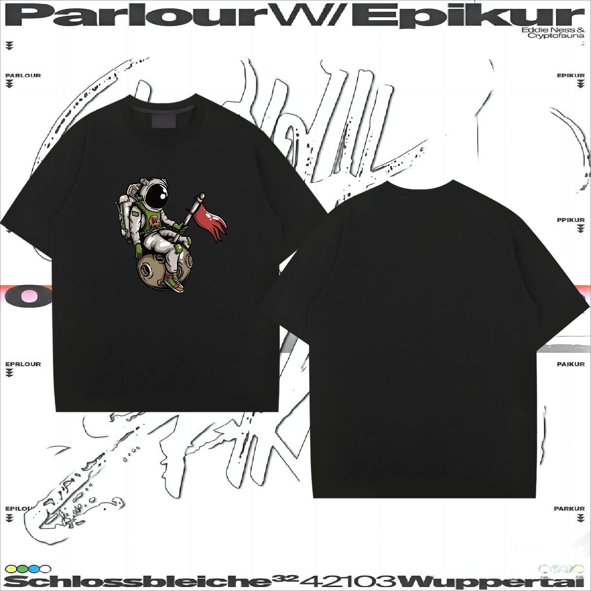 T-Shirts 100% Cotton 230g cosmonaut Spring Summer Short Sleeve Soft Cartoon Printing L-4XL Tshirt for Man Woman Classic Unisex Tops Tees