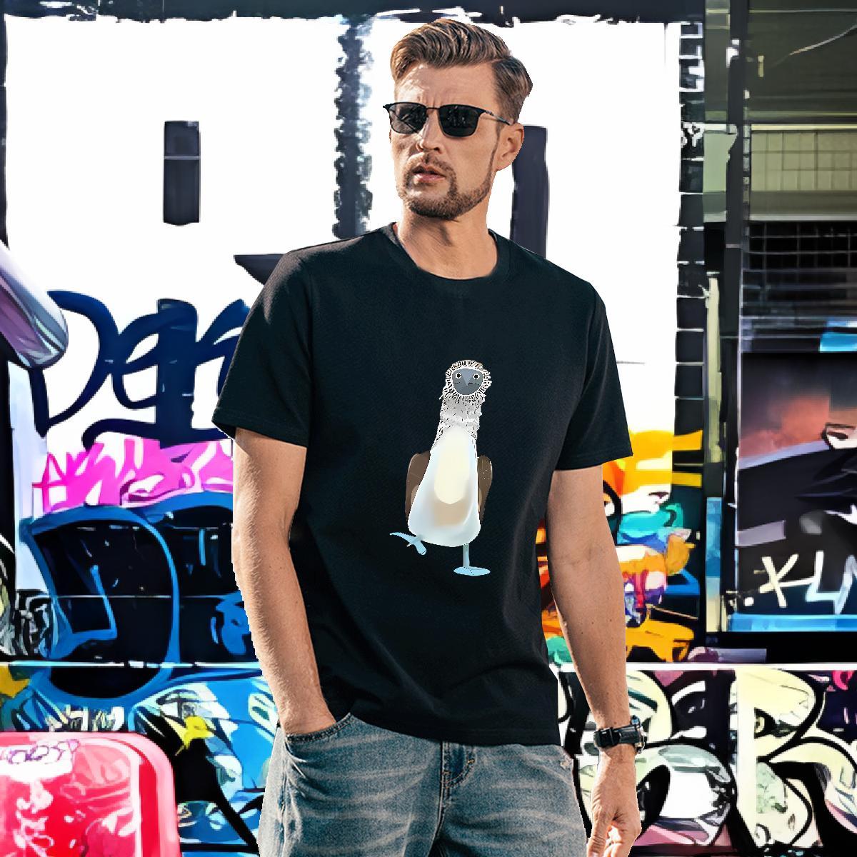 High Quality Men Clothes T-Shirt 230g 100% Cotton bird Mens T Shirts Daily Outfit Crew Neck Cartoon Printing L-4XL Fashion Tops