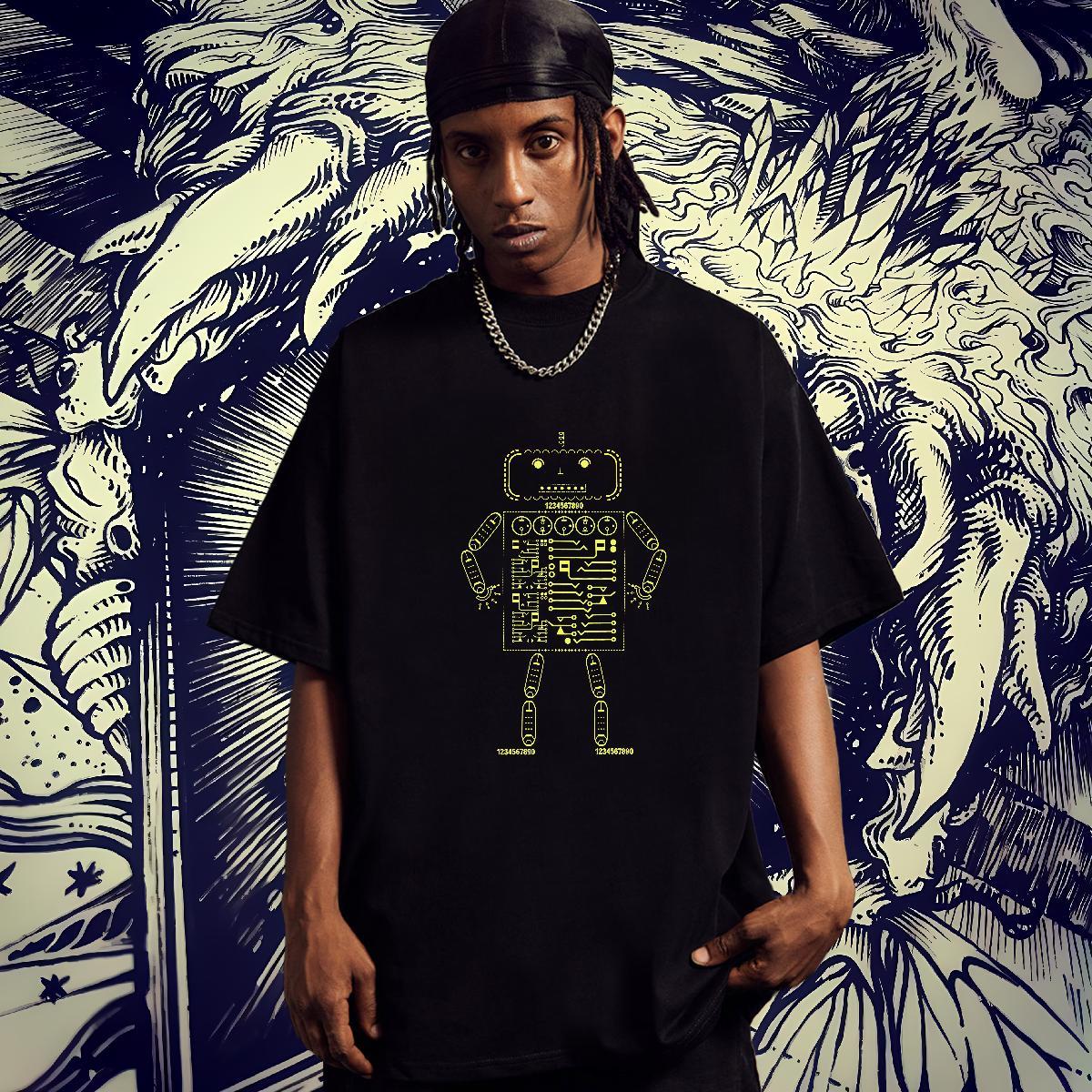 Soft Couples T Shirts 230g 100% Cotton Beach robot DIY Printed Pure Cotton Factory Direct T shirt Tee Shirt