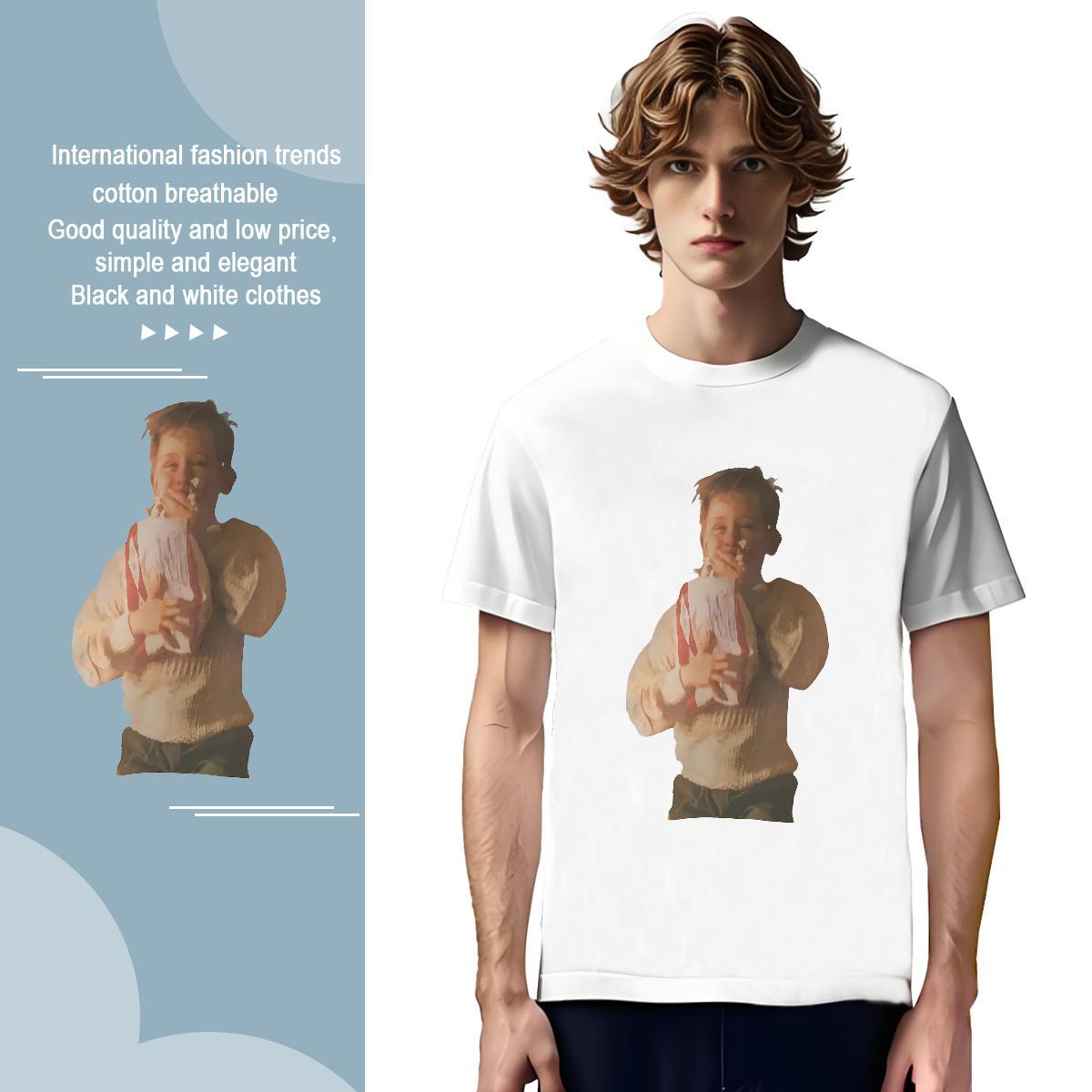 Man T Shirts 100% Cotton 230g portrait Casual Breathable Crew Neck Custom Printing Men Tops Tees 2024 Soft Polos