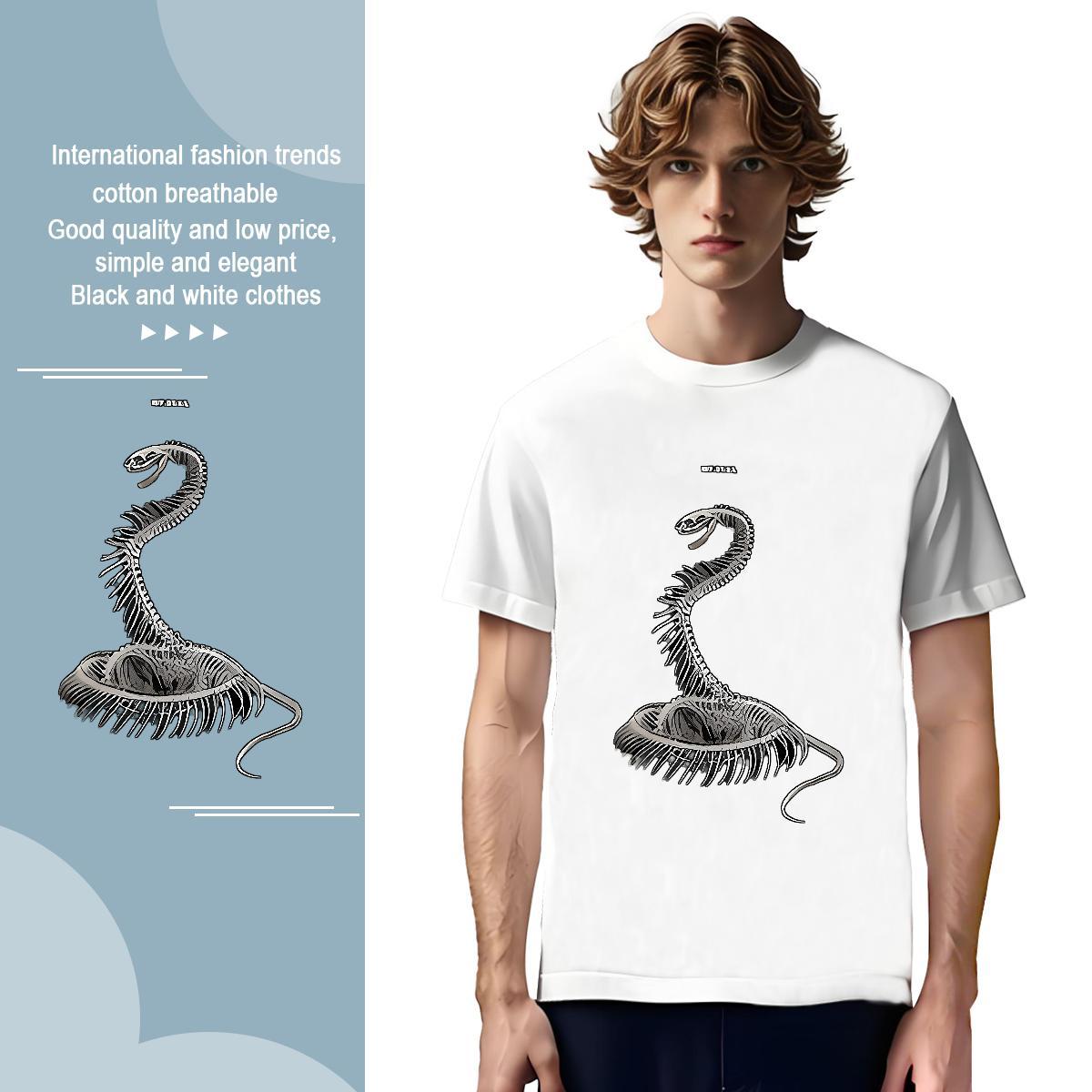 Popular Couples T Shirts 230g Pure Cotton snake Man T Shirts Home Outdoor Breathable Short Sleeve DIY Logo Oversized Free Shipping Tee Shirt