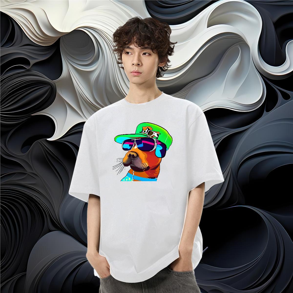 Free Shipping Mens T Shirts 100% Cotton 230g dog Summer Casual Tees Crew Neck Unisex Men Clothes T-Shirt Plus Size Custom