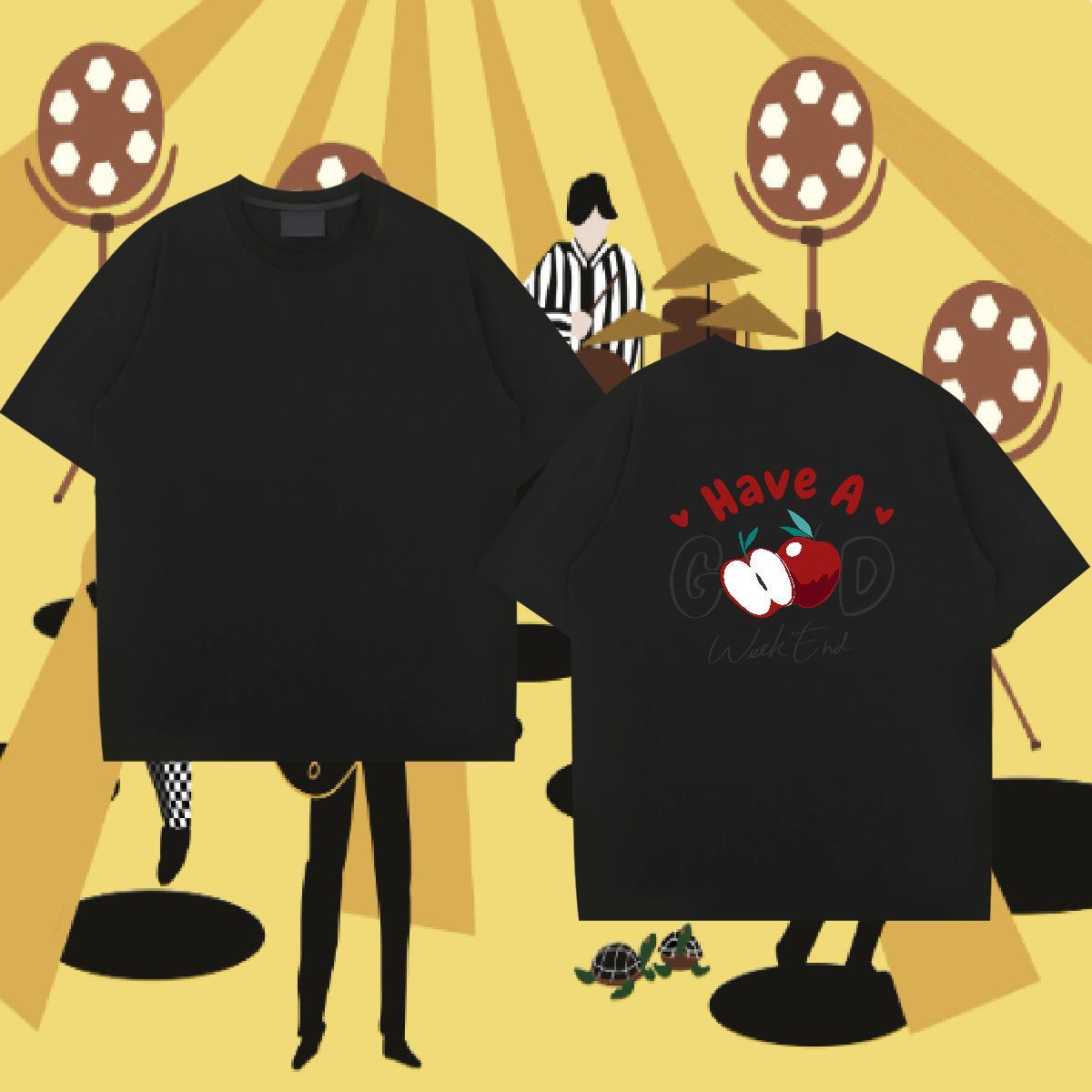 Casual New T-Shirts for Men 230g Cotton flower Sports Casual Clothings Pure Cotton Brand Tshirts Custom Print Oversized