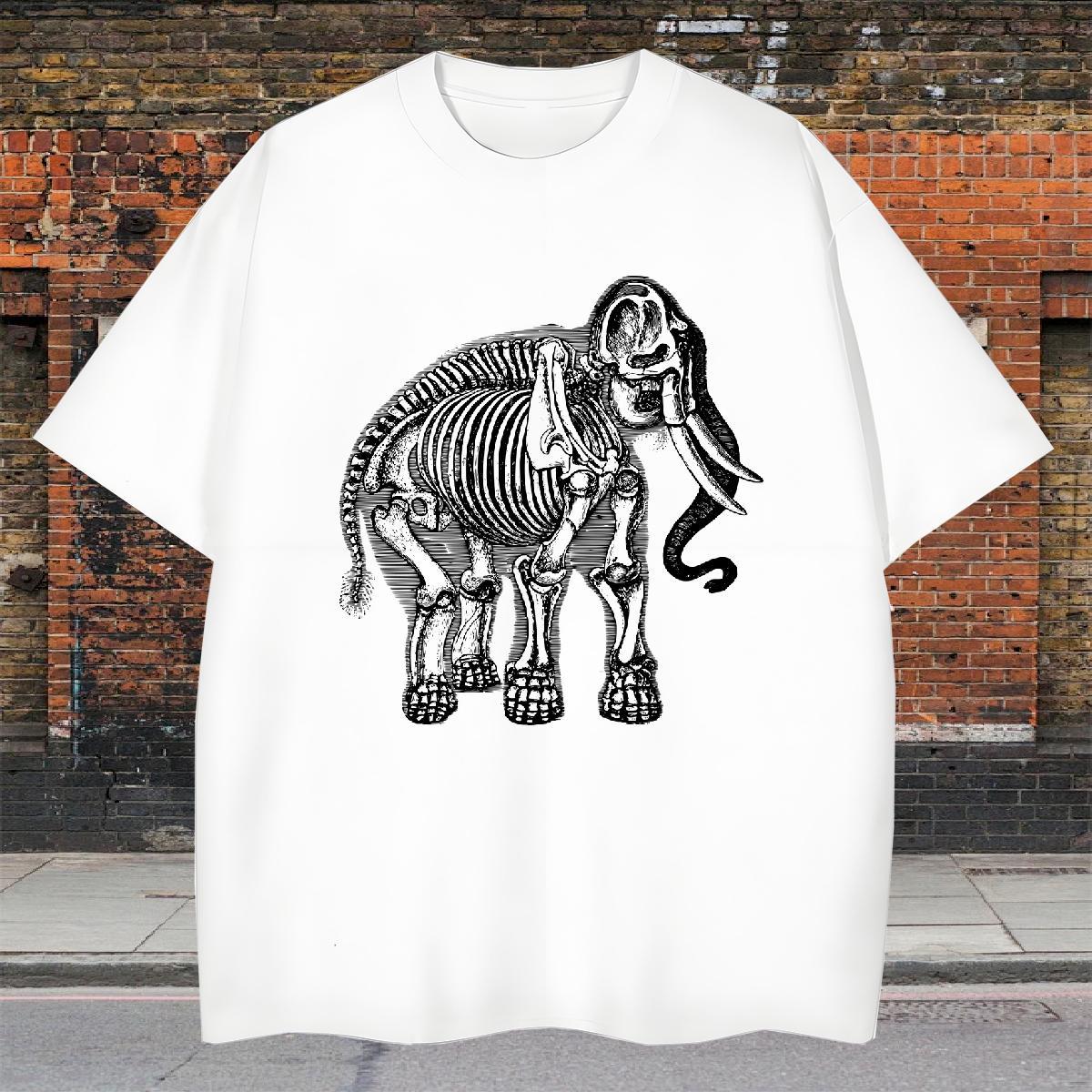 Loose Couples T Shirts 230g 100% Cotton Elephant Men T Shirts Hip Hop Street Breathable Crew Neck DIY Anime 2024 New Tops