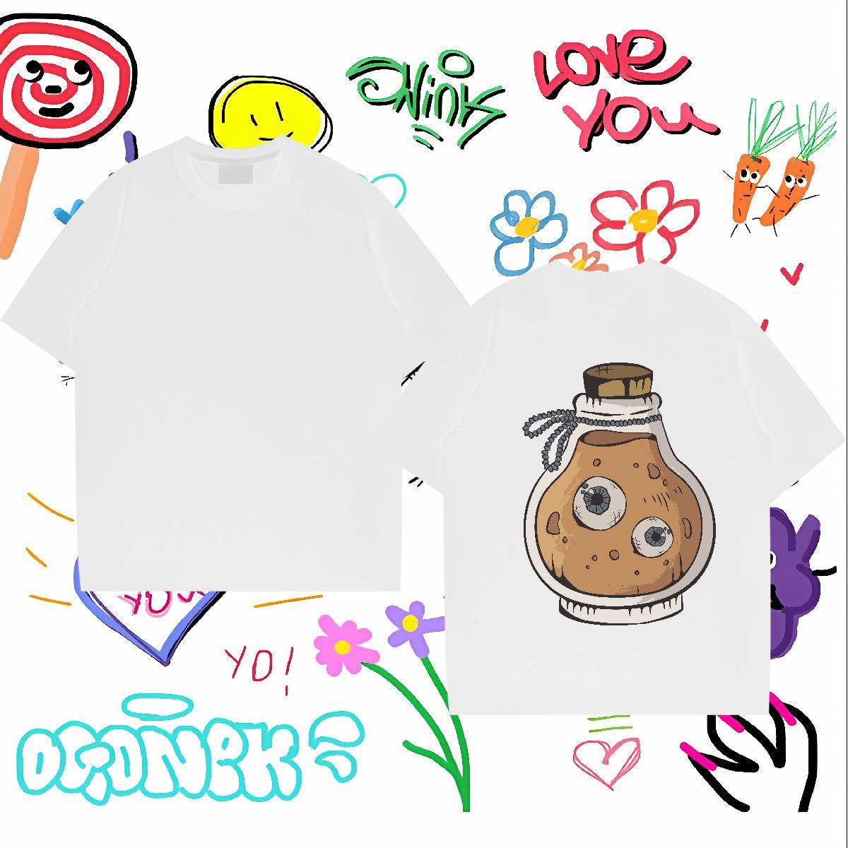 Brand T-Shirts 230g 100% Cotton monster Outdoor Top Tees O-Neck Short Sleeve Cool Men Tops Tees Custom Cartoon