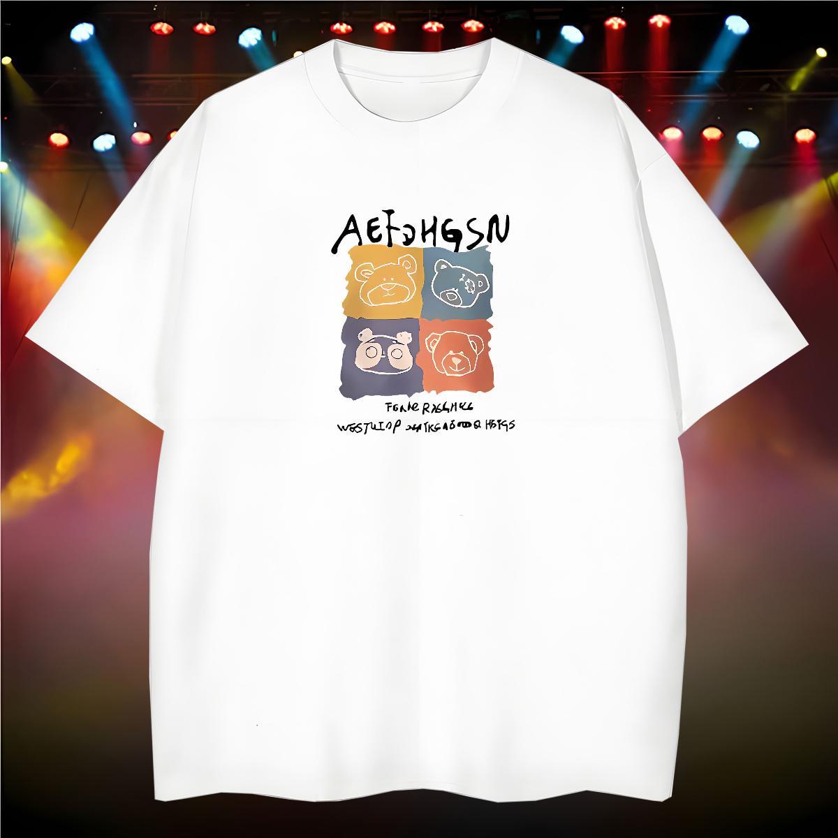 Men T Shirts 230g Cotton bear Beach Breathable Short Sleeve Customized Tshirts Brand Classic Clothings