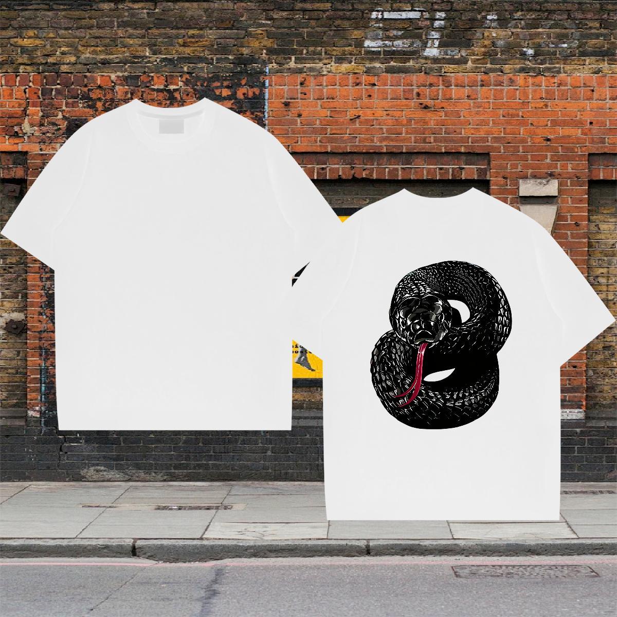 New Mens T Shirts 230g Cotton snake Hip Hop Street Tees O-Neck Short Sleeve Designer Men Tops Tees Graphic