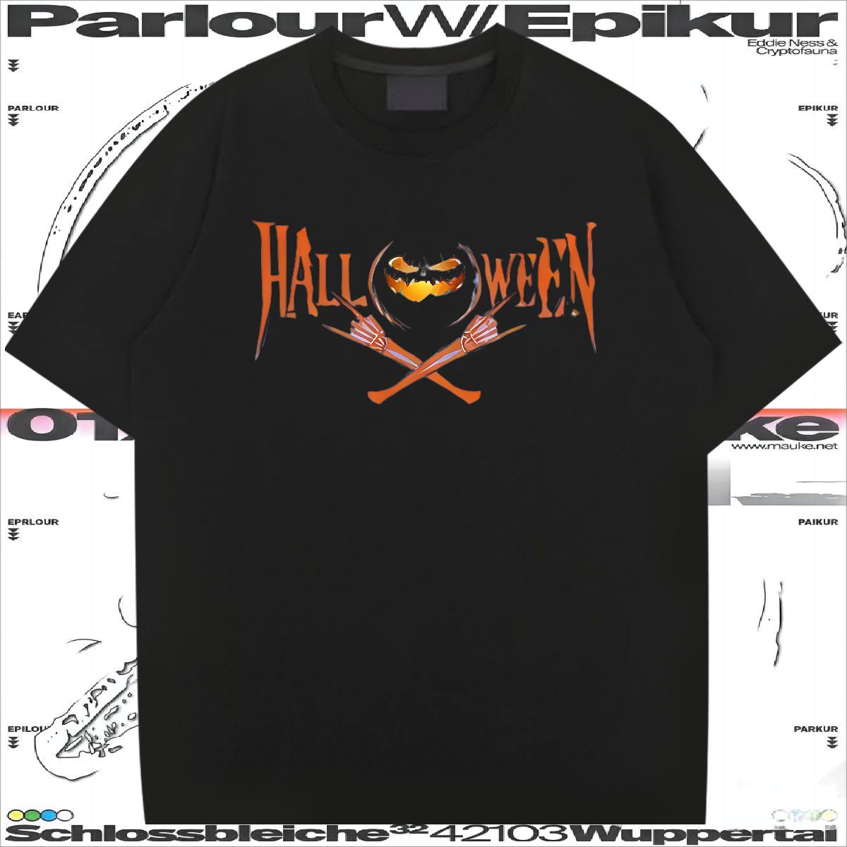 Customized T shirt 230g 100% Cotton halloween Hip Hop Street Tshirts Pure Cotton High Quality Couples T Shirts Cartoon Print