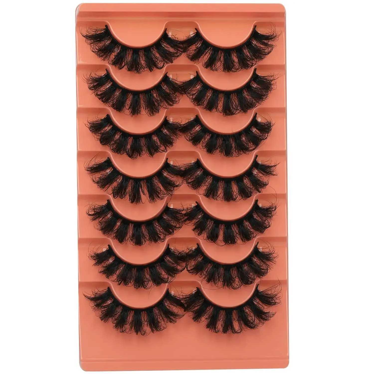 7 pairs of fluffy artificial mink eyelashes Wispy false eyelashes thick false eyelashes curly false eyelashes W240803