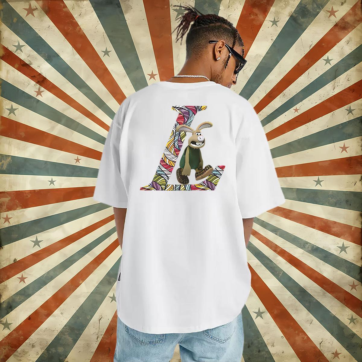 Wholesale Mens T Shirts 230g Pure Cotton rabbit Street Tee Shirt Breathable Soft Designer Men Tees DIY Printed