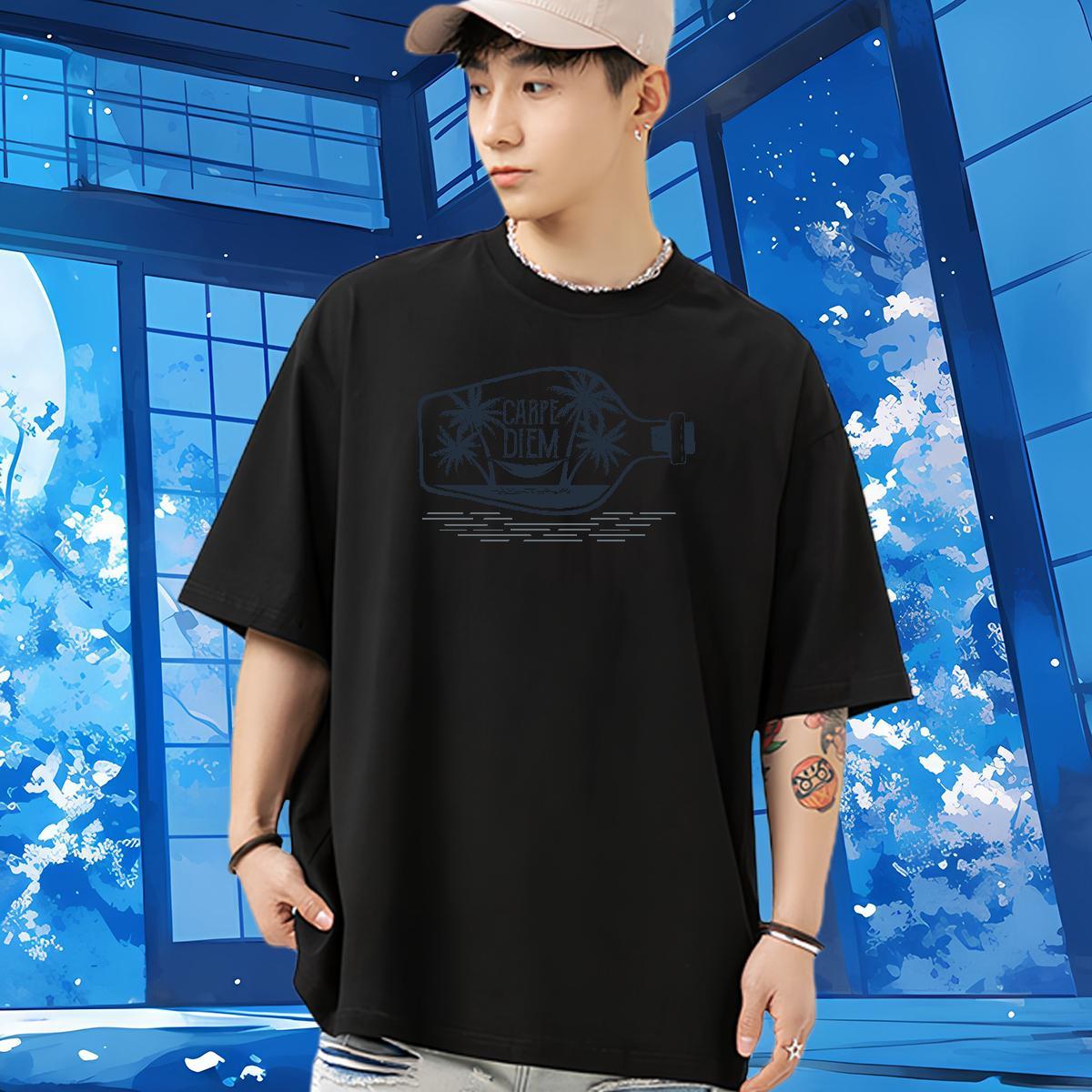Brand Mens T Shirts 230g Cotton bottle Sport Tops Tees Crew Neck Breathable Free Shipping Tshirts Oversized 3XL 4XL