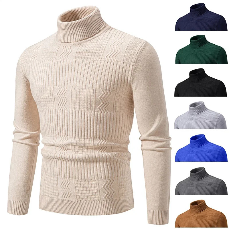 Mens Sweaters Solid Color Pullover Long Sleeve Knitted Warm Sweater Tops Men Clothes 240729