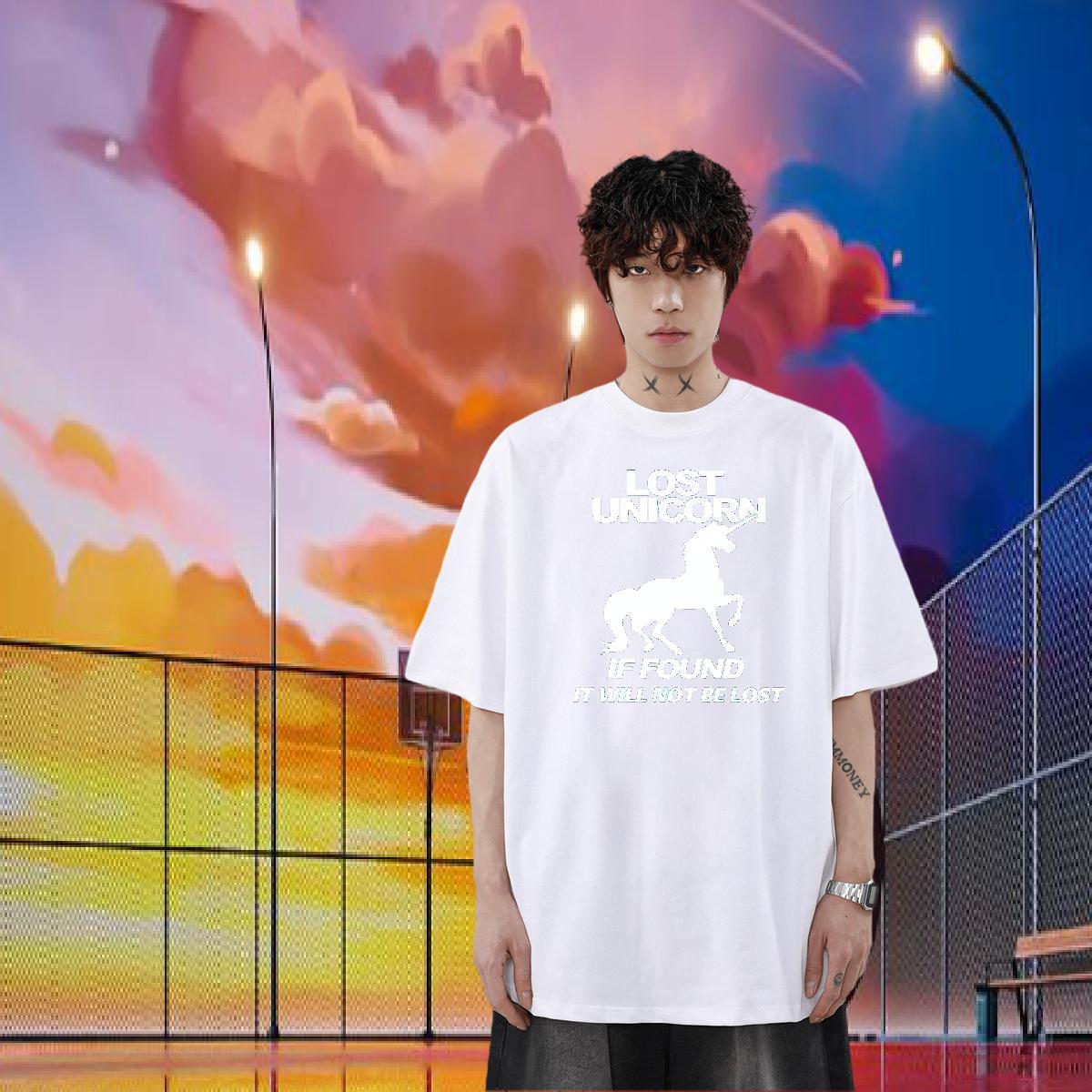 Customized T Shirt For Man 230g 100% Cotton horse Casual Beach Wear O Neck Short Sleeves Classic Men Clothes T-Shirt Asian Size