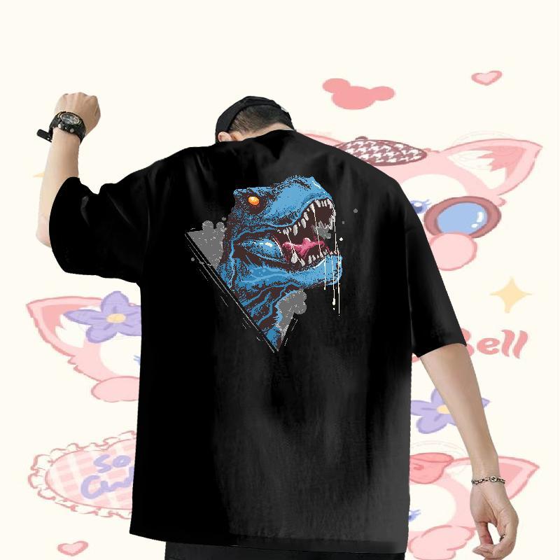 Customized T-Shirts for Men 230g Cotton dinosaur Daily Wear Tops Breathable Soft Designer Men Tees DIY