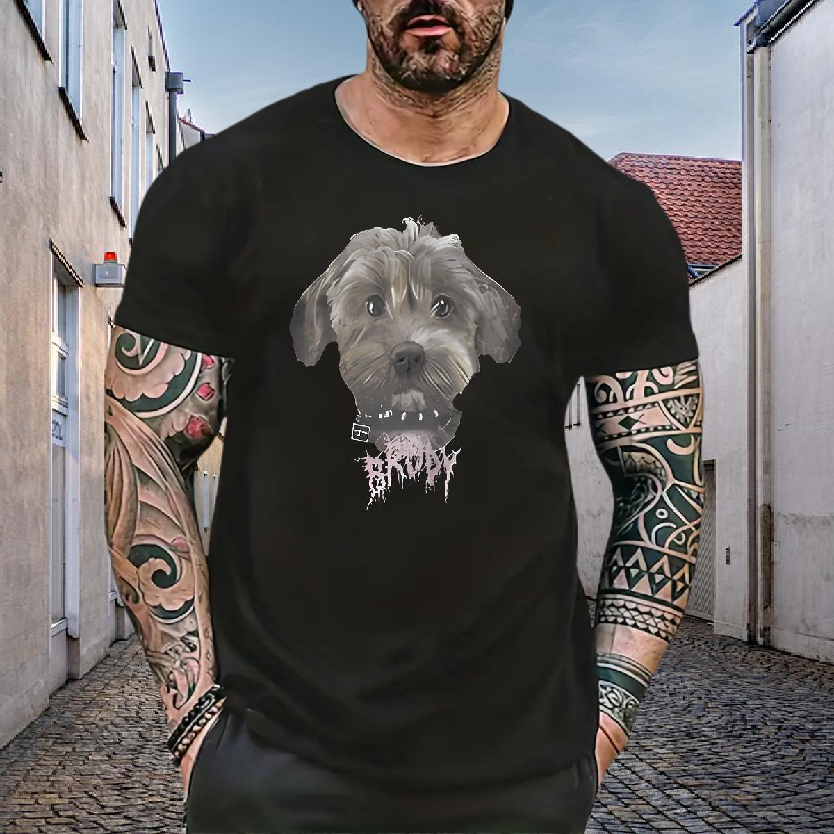 2024 DIY Men T Shirts 100% Cotton 230g dog Hip Hop Street Tops Shirt O Neck Short Sleeves Soft Mens Tshirts DIY Anime
