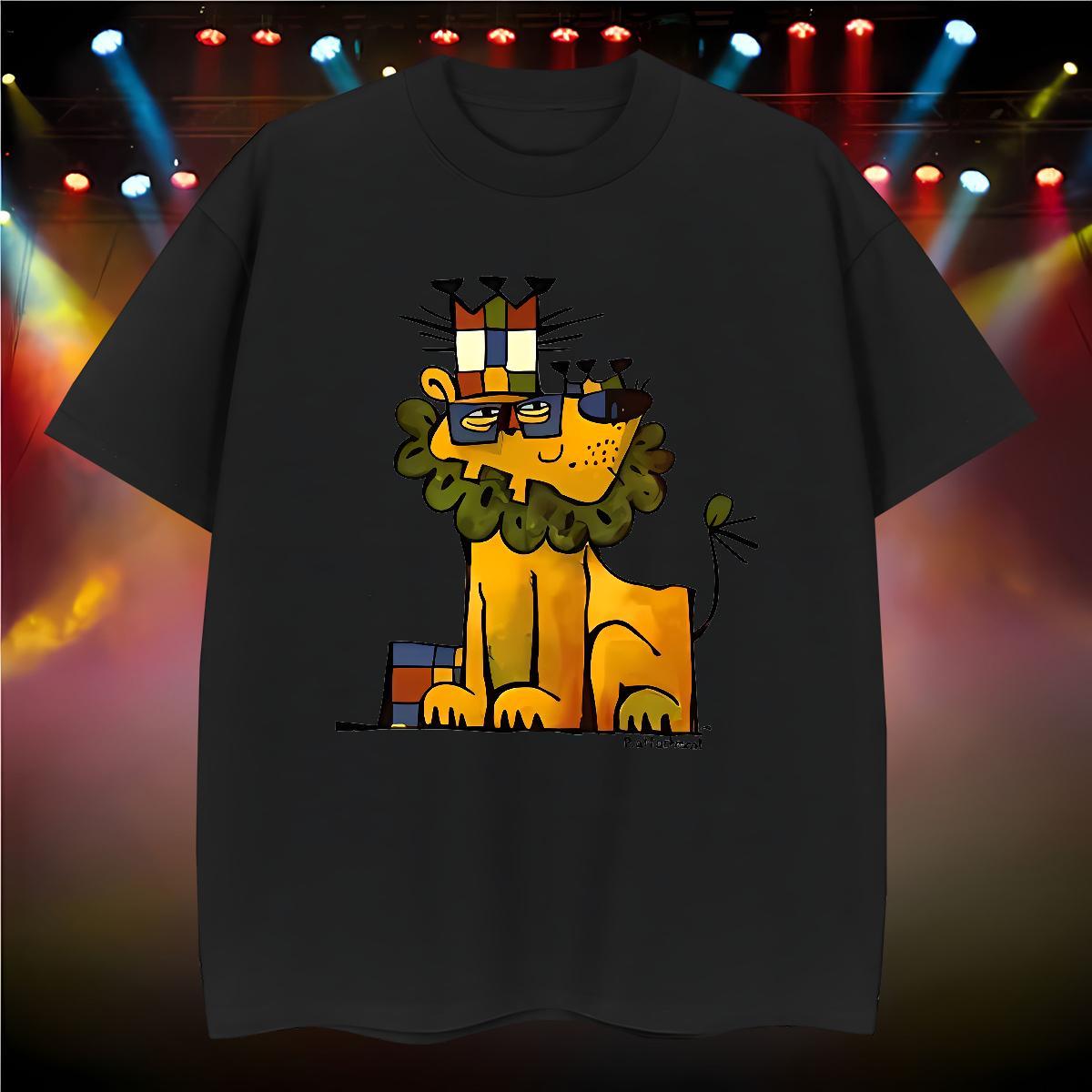 T Shirt For Man 100% Cotton 230g lion Spring Summer Breathable Crew Neck Anime Tshirt for Man Woman New Arrival Soft Polos