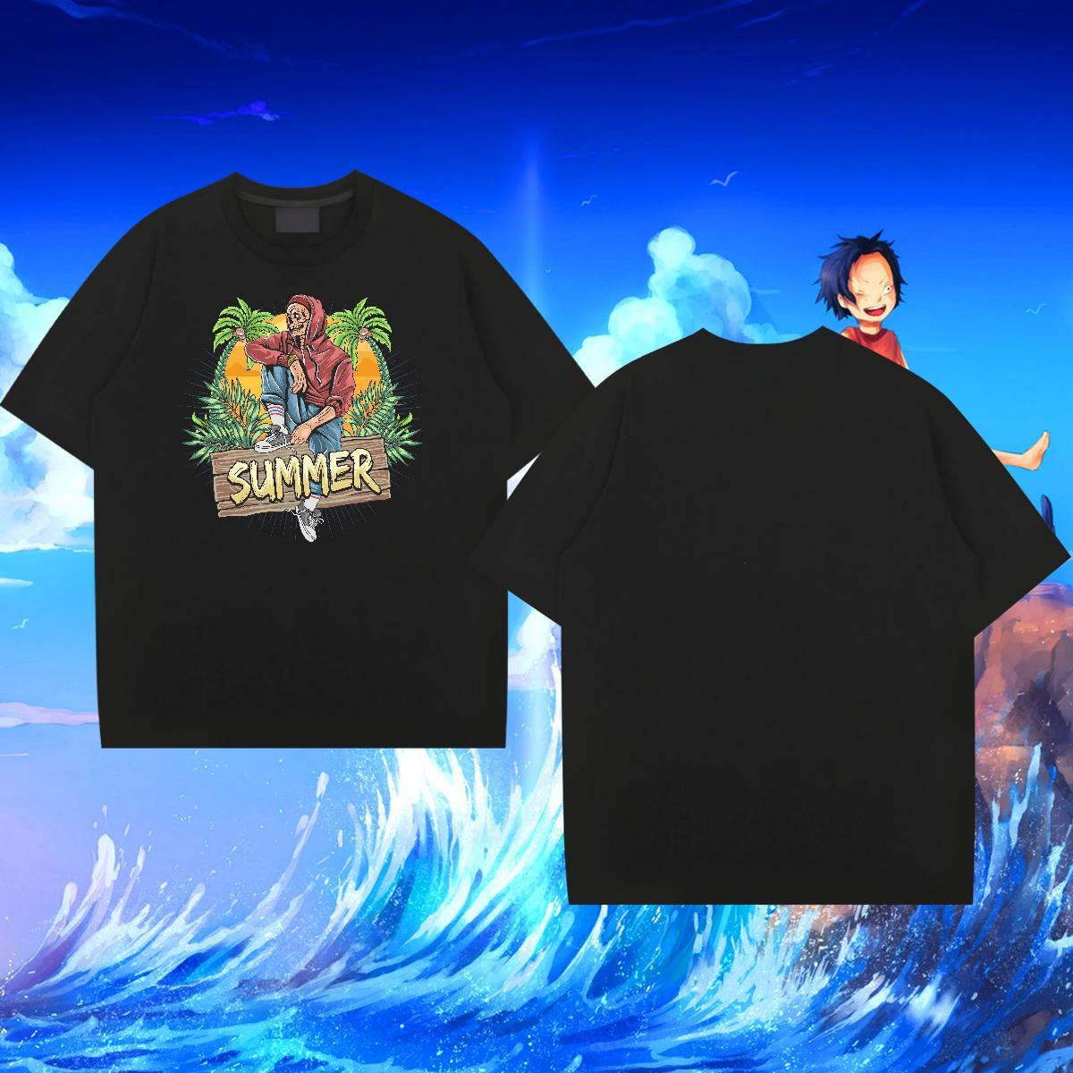 2024 T-Shirts 230g Pure Cotton Halloween Street Wear Tops Shirt Short Sleeve Soft Cool Design Men Tops Tees DIY Logo Oversized