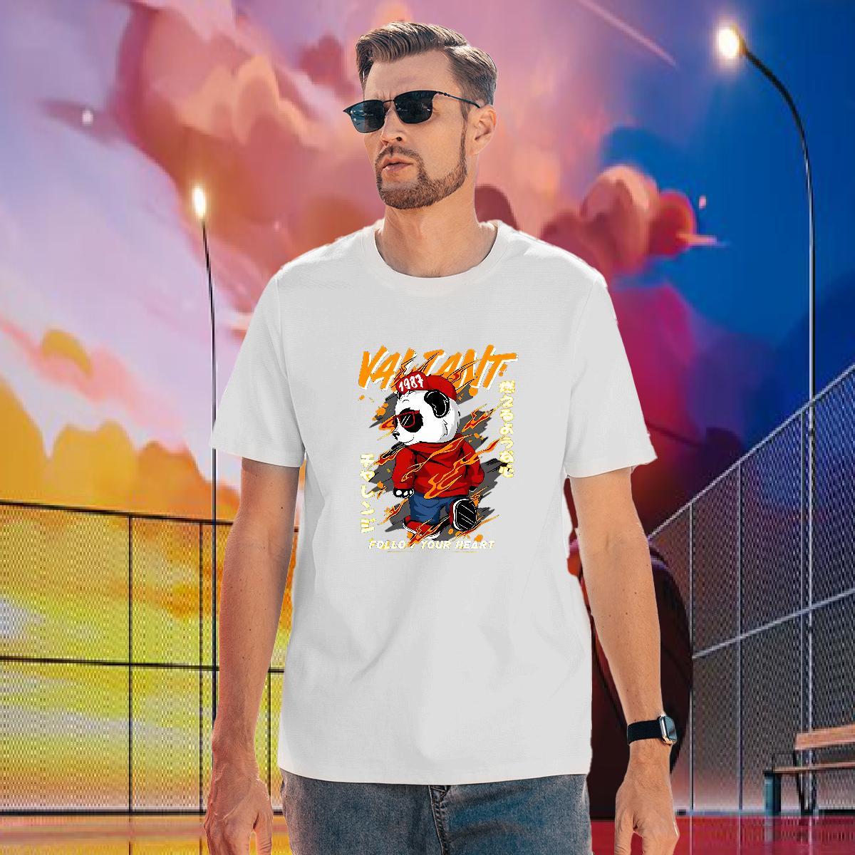 New Arrival T Shirt For Man 100% Cotton 230g panda Daily Wear Top Tees O Neck Short Sleeves TOP Quality Men Tops Tees Anime Print