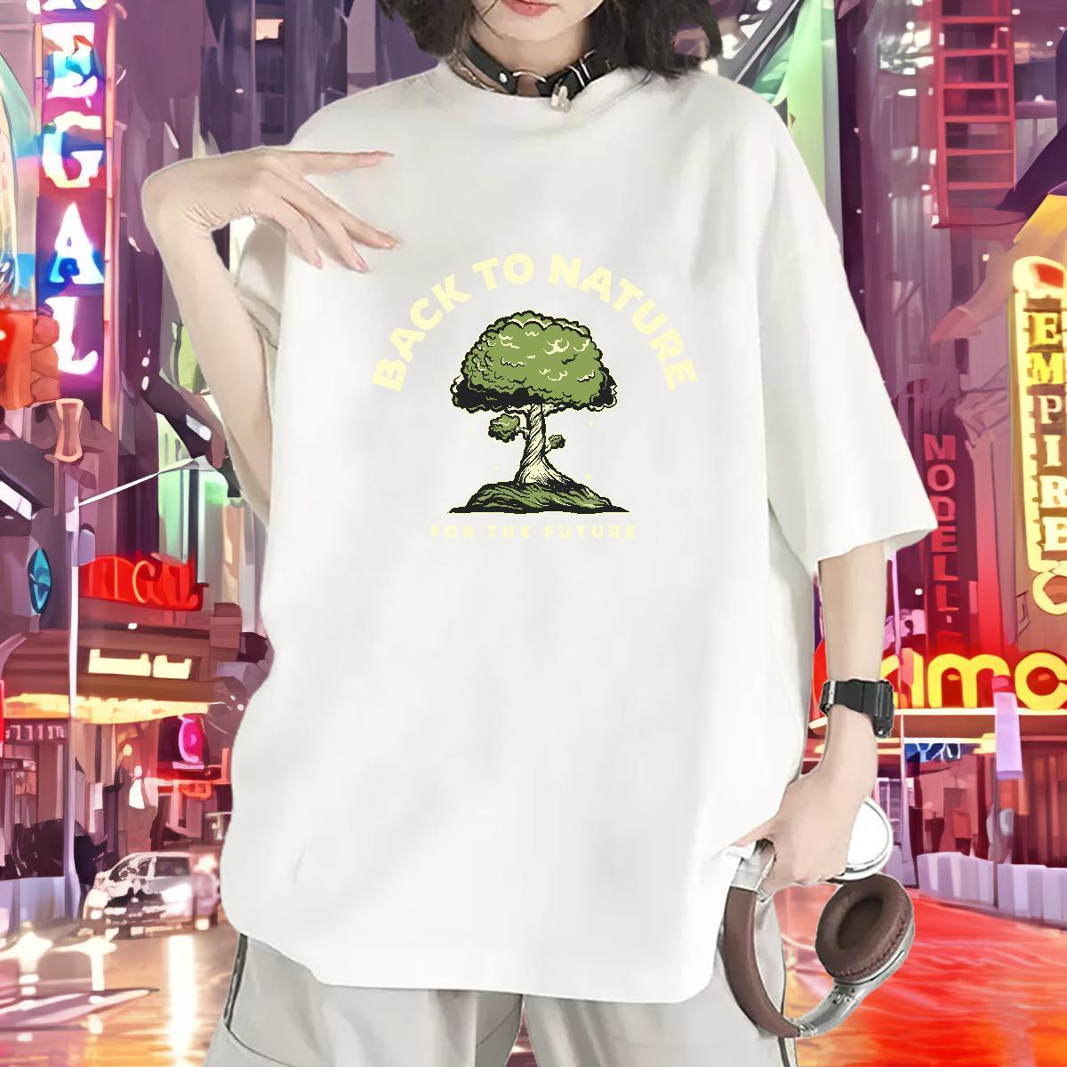 Loose T shirt Crew Neck Breathable Tshirt for Man Woman Graphic tree Sports Casual 100% Cotton 230g 2024 Casual Tees