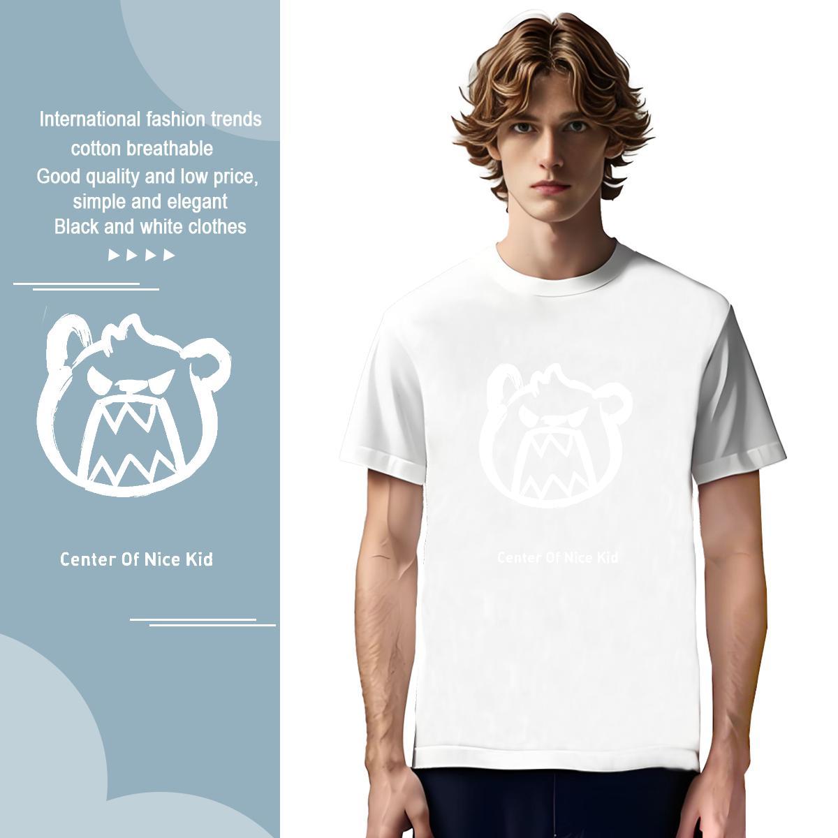 T-Shirts 230g Pure Cotton bear Sports Casual Round Neck Short Sleeve Anime Men Tshirts 2024 DIY TOP Quality Tops Tees