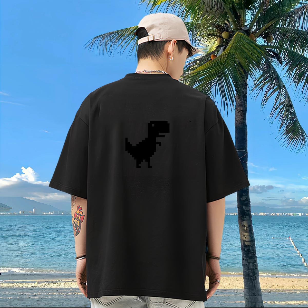 Brand T-Shirts 230g Pure Cotton dinosaur Street Casual Clothings Breathable Free Shipping Mens Tshirts Custom Printing