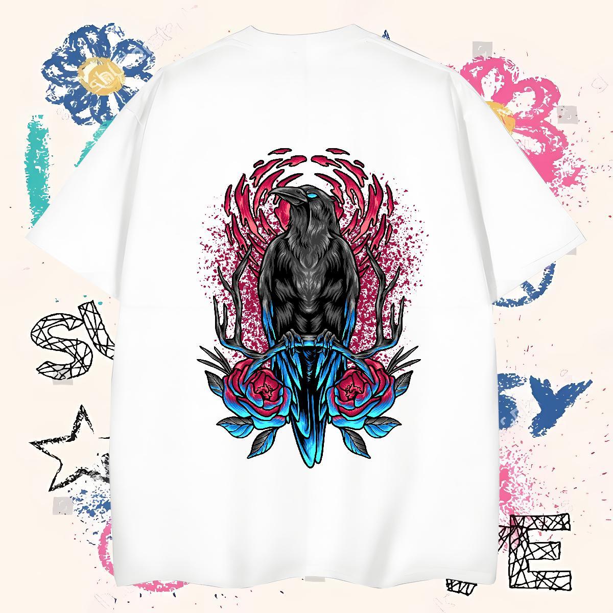 Wholesale T shirt 230g Pure Cotton eagle Beach Wear Breathable Short Sleeve Popular Tshirt for Man Woman Anime