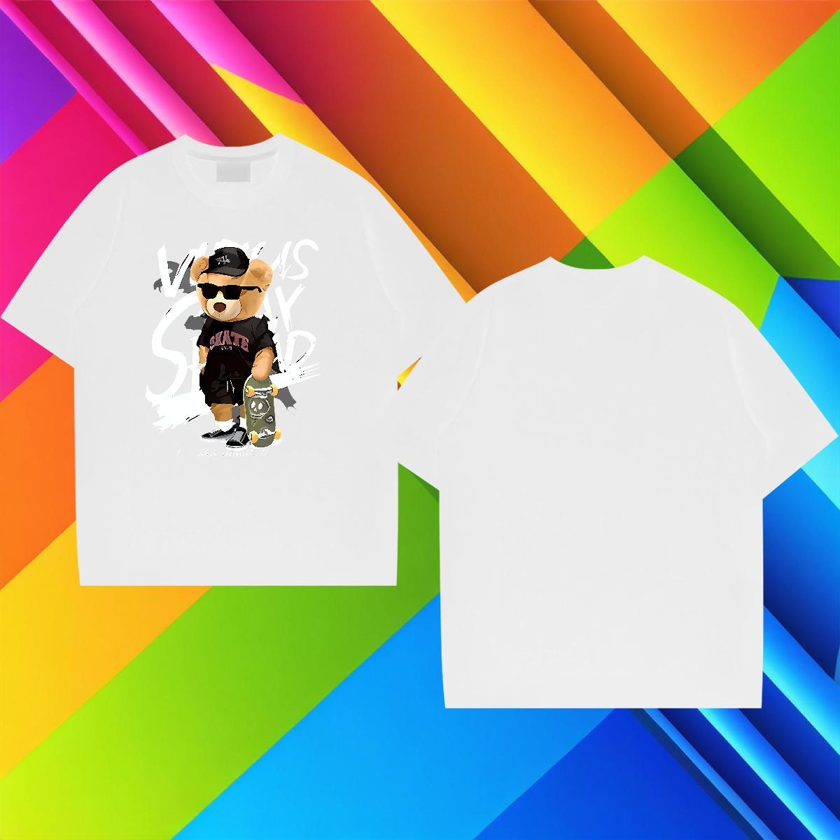 Unisex Tshirts 100% Cotton 230g Sports Casual bear DIY Printed Short Sleeve Soft New Designer T Shirt For Man Tops