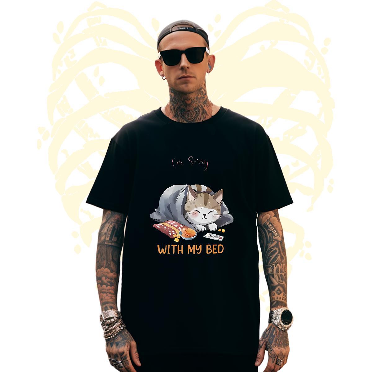 Classic Men Tees 100% Cotton 230g cat T-Shirts High Street Hip Hop Short Sleeve Soft Custom Printing Fashion Designer Tops Shirt